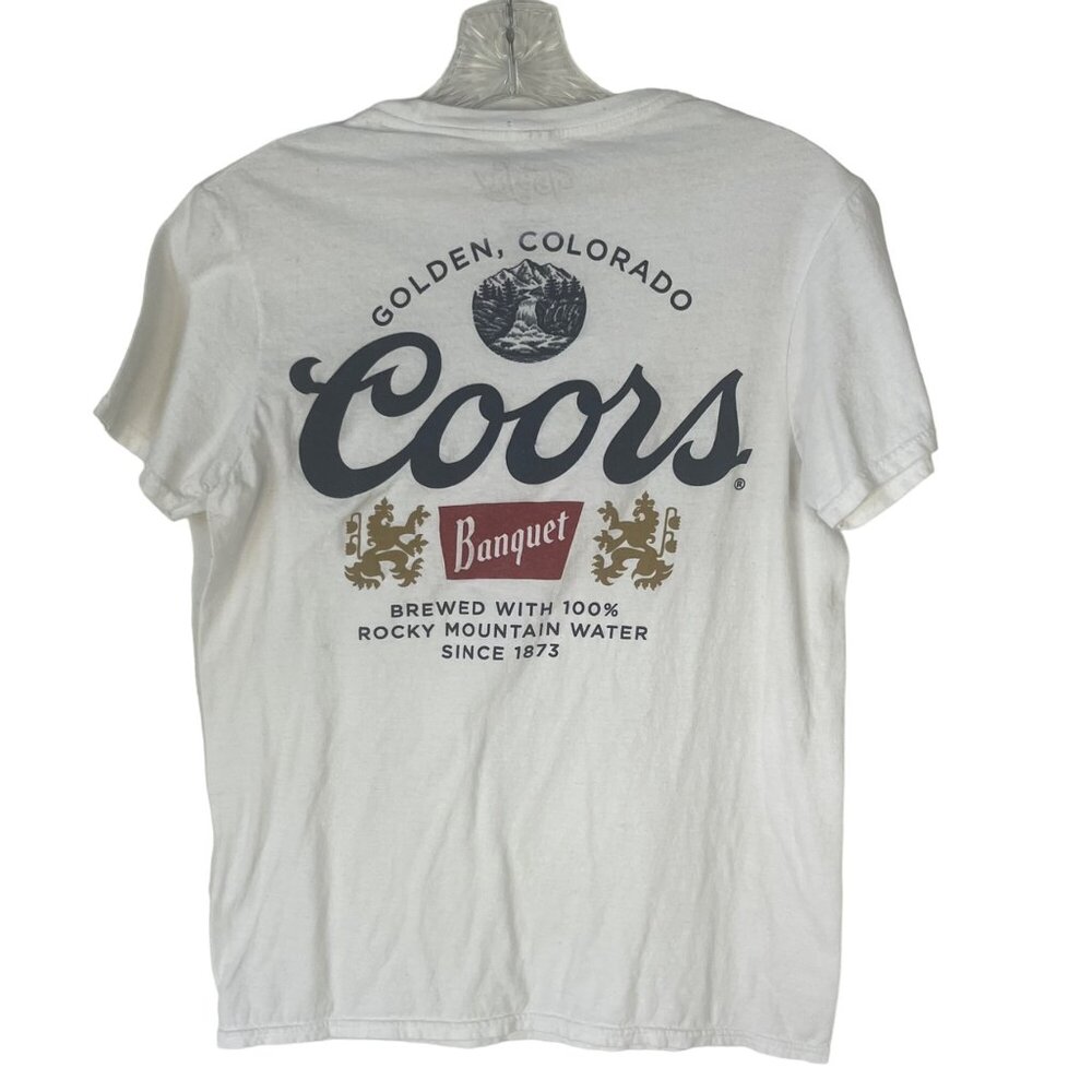 Coors Beer Tshirt Mens Small White Tee Luv Rocky Mountain